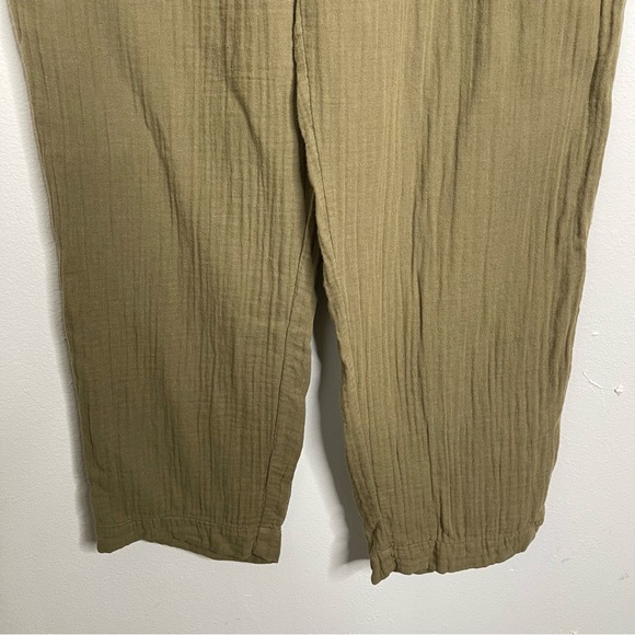 XiRENA Gauze Pull On Drawstring Pants Stone Green 100 Cotton Plissé Sz M 2Pc Set - Picture 6 of 16